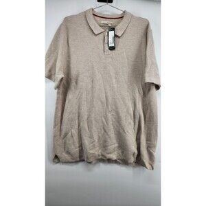 Hawker Rye Mens Beige Large Pique Sweater Polo Shirt NWT 100% Cotton